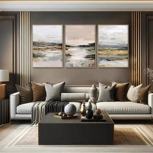Tranquil Shores — 3-Piece Abstract Landscape Wall Art Set