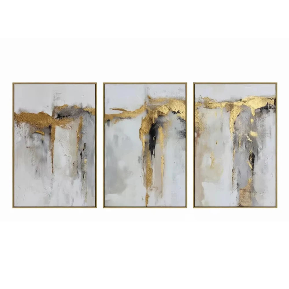 Abstract Gold & Grey 3-Piece Wall Art Set