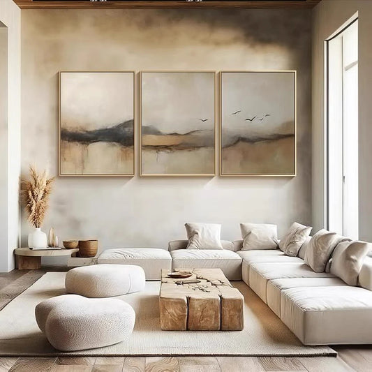Distant Horizons — 3-Piece Minimalist Abstract Landscape Wall Art Set