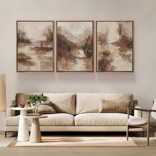 Whispers of the Highlands — 3-Piece Abstract Mountain Landscape Wall Art Set